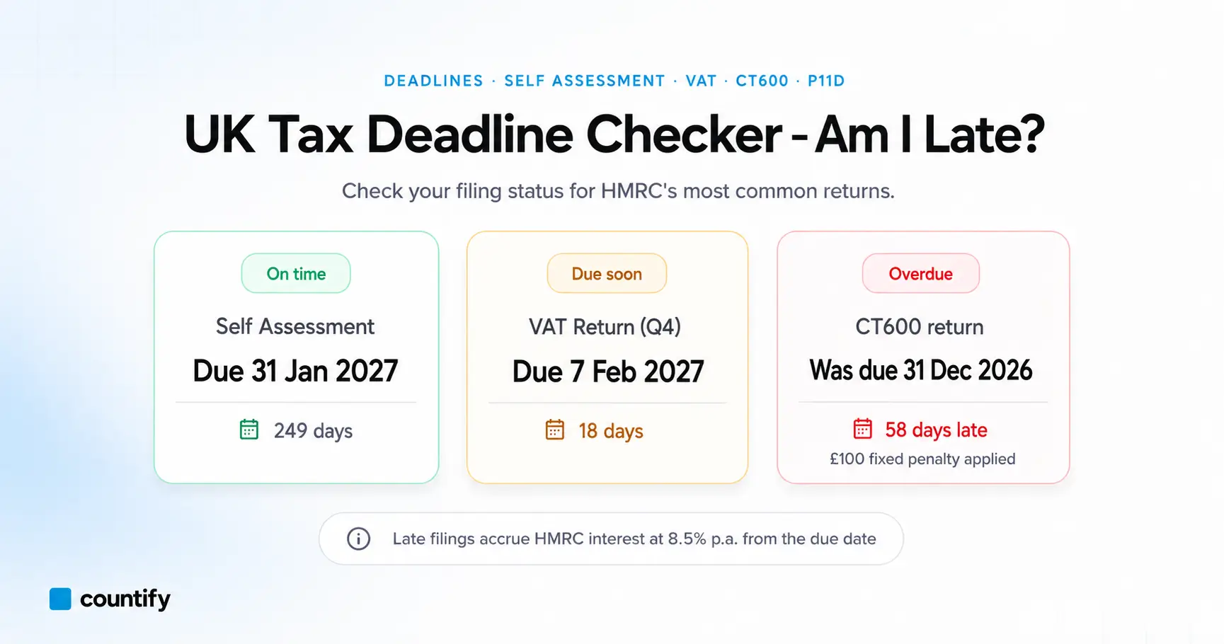 UK Tax Deadline Checker | Countify